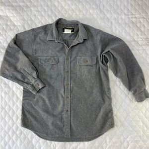 Field & Stream Flannel Shirt Mens XL Grey Good Heavyweight Cotton Button Down